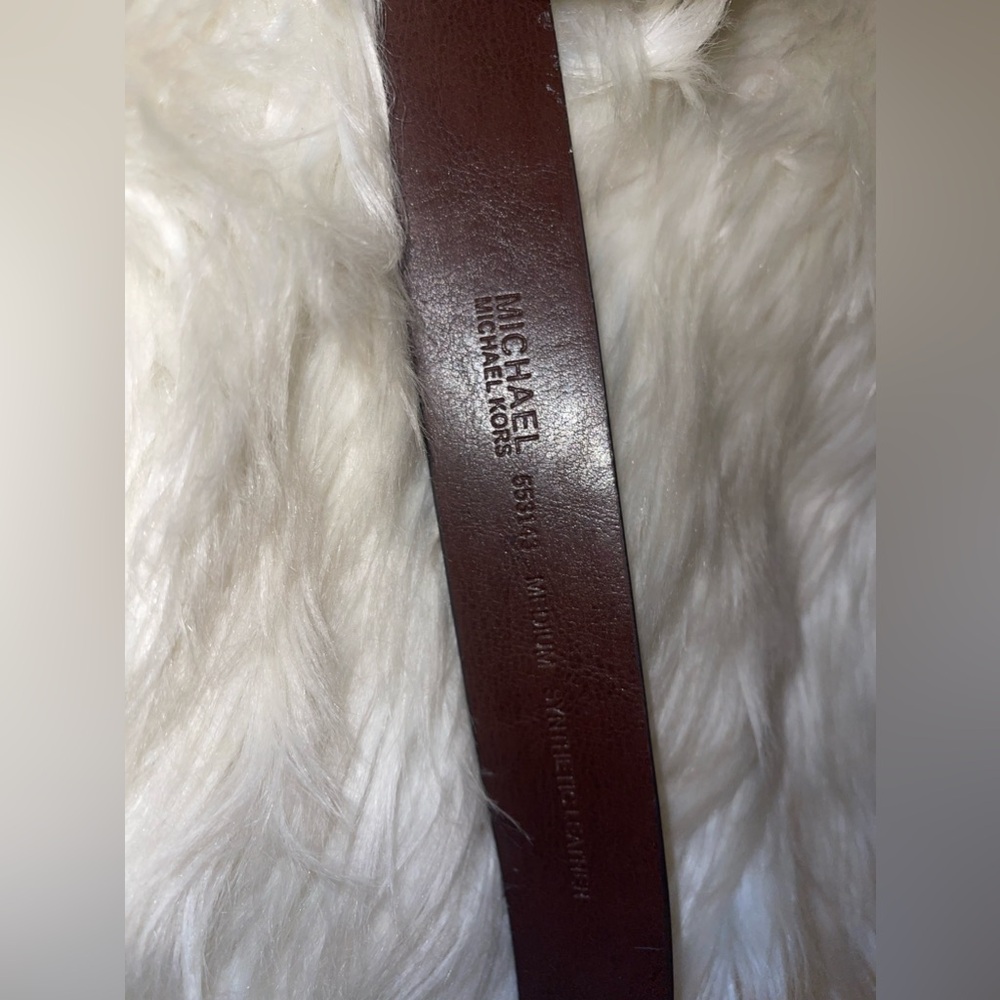 MICHAEL KORS BELT CHOCOLATE MK PRINTED LOGO GOLD SIZE MEDIUM - Picture 14 of 17